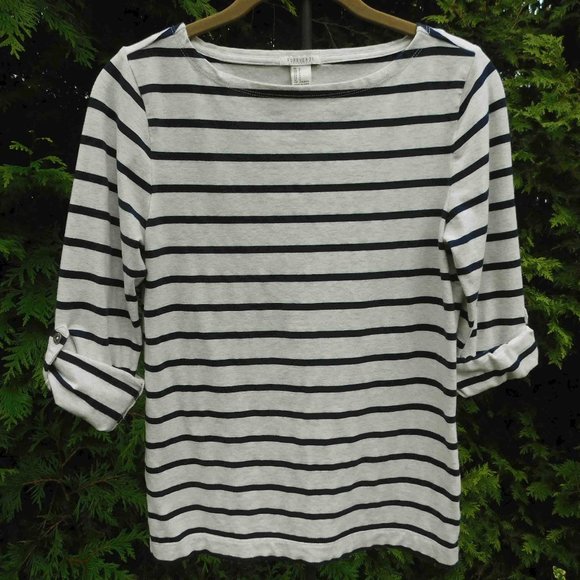 Forever 21 Stretchy Fitted Boatneck Top with Roll-Tab Sleeves - Picture 3 of 4